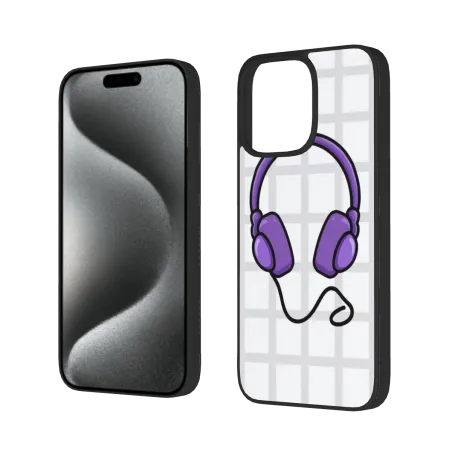iPhone 15/Pro/Max 卡通紫色線條手機殼 - OKOMALL