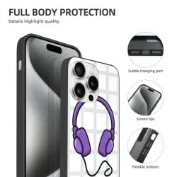 iPhone 15/Pro/Max 卡通紫色線條手機殼 - OKOMALL