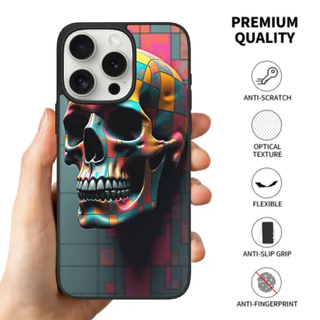 iPhone 15/Pro/Max 撞色骷髏手機殼 - okomall.com