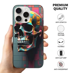 iPhone 15/Pro/Max 撞色骷髏手機殼 - okomall.com