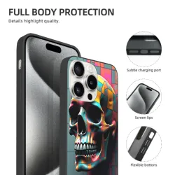 iPhone 15/Pro/Max 撞色骷髏手機殼 - okomall.com
