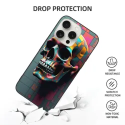 iPhone 15/Pro/Max 撞色骷髏手機殼 - okomall.com