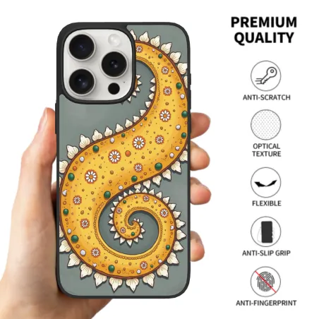 iPhone 15/Pro/Pro Max エスニック スパイラル パターン ケース - OKOMALL