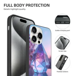 Hülle für iPhone 15/Pro/Max mit Sternenhimmel-, Kristall- und Geometrie-Muster - okomall
