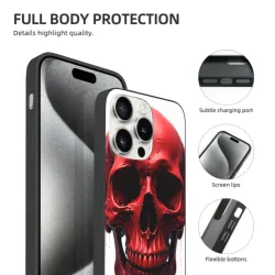 iPhone 15/Pro/Max Hülle mit Schädel - Rote Bluttropfen-Textur | okomall