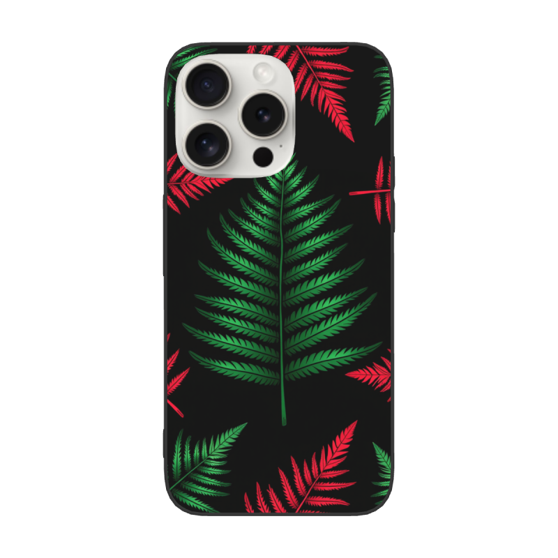 Custodia per iPhone 15/Pro/Max con motivo a foglie di foresta - okomall
