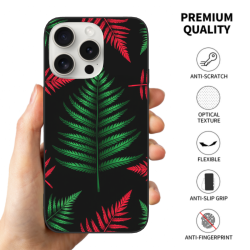 Custodia per iPhone 15/Pro/Max con motivo a foglie di foresta - okomall