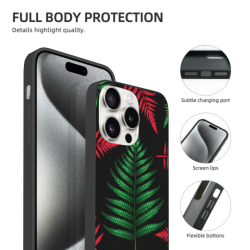Custodia per iPhone 15/Pro/Max con motivo a foglie di foresta - okomall