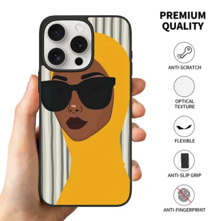 Hülle für iPhone 15/Pro/Max mit kontrastierenden Streifen und abstraktem Porträt - OKOMALL