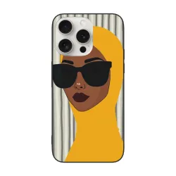 Hülle für iPhone 15/Pro/Max mit kontrastierenden Streifen und abstraktem Porträt - OKOMALL