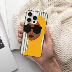 Hülle für iPhone 15/Pro/Max mit kontrastierenden Streifen und abstraktem Porträt - OKOMALL