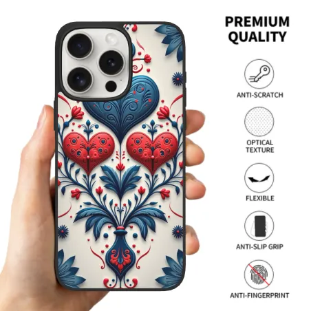 Hülle für iPhone 15 mit floralen und traditionellen Mustern - okomall