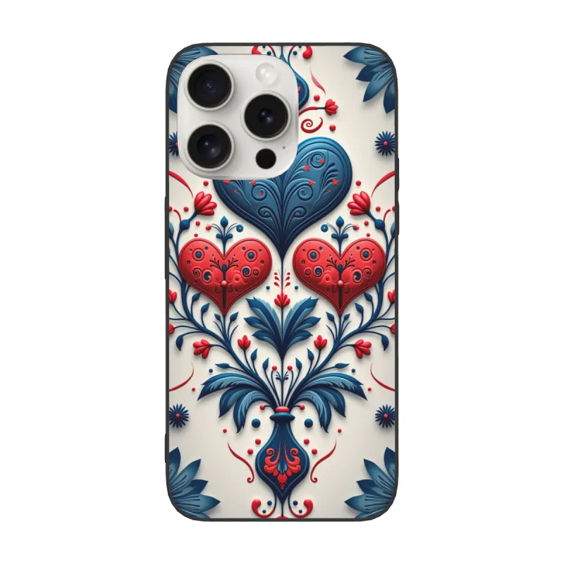 Hülle für iPhone 15 mit floralen und traditionellen Mustern - okomall