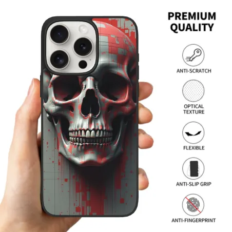 iPhone 15/Pro/Max Hülle mit postapokalyptischem mechanischem Schädel-Design - OKOMALL