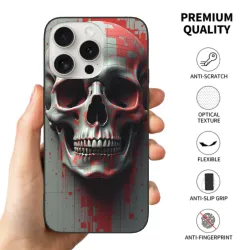 iPhone 15/Pro/Max Hülle mit postapokalyptischem mechanischem Schädel-Design - OKOMALL