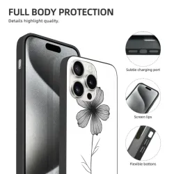 Coque pour iPhone 15 Pro/Pro Max avec motif d'ombres florales délicates - okomall