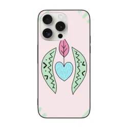 Coque pour iPhone 15/Pro/Max à motif de feuille verte et de cœur de rêve - OKOMALL