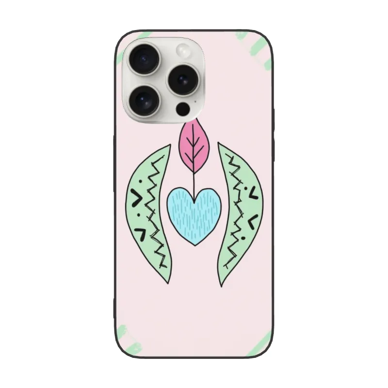 Coque pour iPhone 15/Pro/Max à motif de feuille verte et de cœur de rêve - OKOMALL