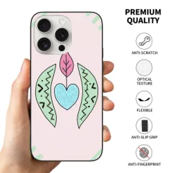 Coque pour iPhone 15/Pro/Max à motif de feuille verte et de cœur de rêve - OKOMALL