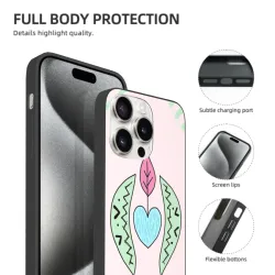Coque pour iPhone 15/Pro/Max à motif de feuille verte et de cœur de rêve - OKOMALL