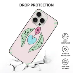 Coque pour iPhone 15/Pro/Max à motif de feuille verte et de cœur de rêve - OKOMALL