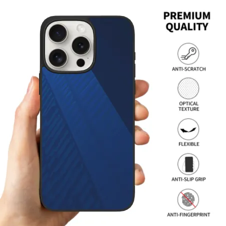 Coque pour iPhone 15 Pro/Pro Max - Motif géométrique texturé bleu | OKOMALL