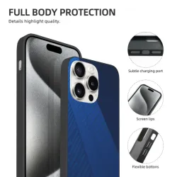 Coque pour iPhone 15 Pro/Pro Max - Motif géométrique texturé bleu | OKOMALL