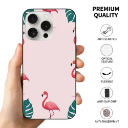 حافظة iPhone 15/Pro/Max بنمط طيور وأزهار استوائية - Okomall