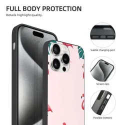 حافظة iPhone 15/Pro/Max بنمط طيور وأزهار استوائية - Okomall