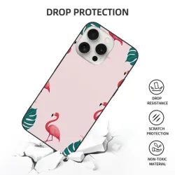 حافظة iPhone 15/Pro/Max بنمط طيور وأزهار استوائية - Okomall