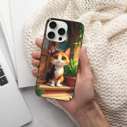 아이폰 15/프로/맥스 고양이 케이스 - 게으른 고양이 그림 - okomall
