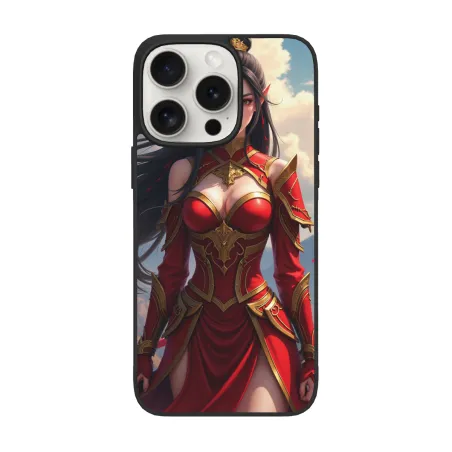 iPhone 15/Pro/Max 动漫女武士手機殼 - 華麗戰甲設計