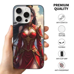 iPhone 15/Pro/Max 动漫女武士手機殼 - 華麗戰甲設計