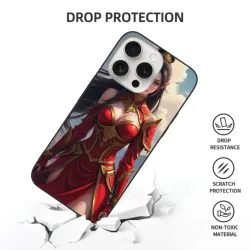 iPhone 15/Pro/Max 动漫女武士手機殼 - 華麗戰甲設計