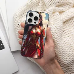 iPhone 15/Pro/Max 动漫女武士手機殼 - 華麗戰甲設計