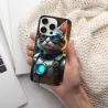حافظة iPhone 15 Pro/Pro Max بتصميم ستيمبنك مع قطة - okomall