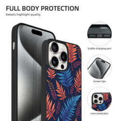 iPhone 15/Pro/Max 熱帶葉紋手機殼 - okomall