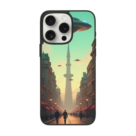 حافظة iPhone 15 Pro/Pro Max بتصميم سايبربانك لمدينة المستقبل - OKOMALL