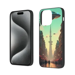حافظة iPhone 15 Pro/Pro Max بتصميم سايبربانك لمدينة المستقبل - OKOMALL