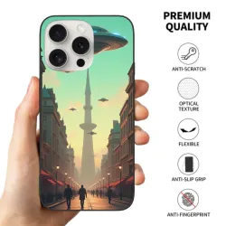 حافظة iPhone 15 Pro/Pro Max بتصميم سايبربانك لمدينة المستقبل - OKOMALL