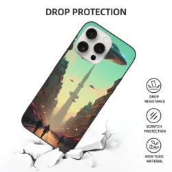 حافظة iPhone 15 Pro/Pro Max بتصميم سايبربانك لمدينة المستقبل - OKOMALL