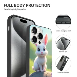 Coque pour iPhone 15/Pro/Max avec Lapin Mignon - OKOMALL