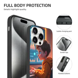 Coque de téléphone à thème de jeu de garçon de dessin animé créatif pour iPhone 15/Pro/Max - OKOMALL