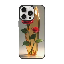 iPhone 15/Pro/Max 夢幻玫瑰水晶手機殼 - okomall