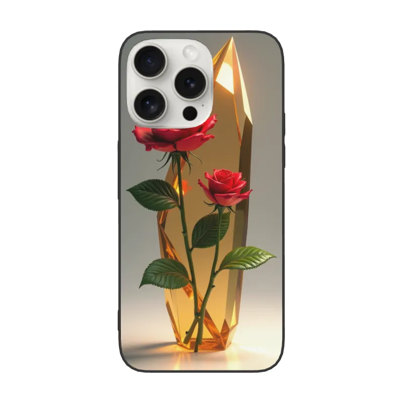 iPhone 15/Pro/Max 夢幻玫瑰水晶手機殼 - okomall