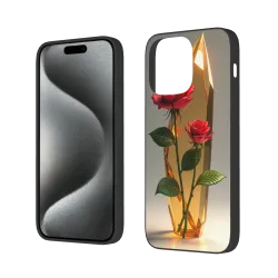 iPhone 15/Pro/Max 夢幻玫瑰水晶手機殼 - okomall