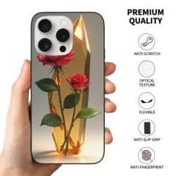 iPhone 15/Pro/Max 夢幻玫瑰水晶手機殼 - okomall