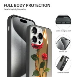 iPhone 15/Pro/Max 夢幻玫瑰水晶手機殼 - okomall