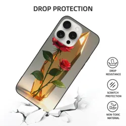 iPhone 15/Pro/Max 夢幻玫瑰水晶手機殼 - okomall