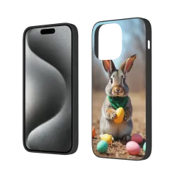 Coque pour iPhone 15/Pro/Max sur le thème des lapins et de la prairie - OKOMALL
